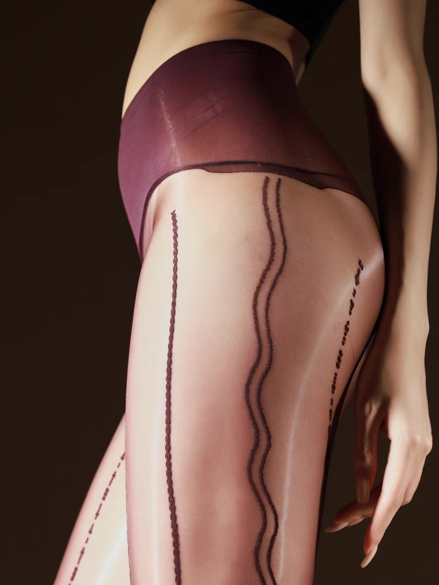 【电波】360无缝极光蕾丝提花性感无缝丝滑油亮超薄女士连裤袜