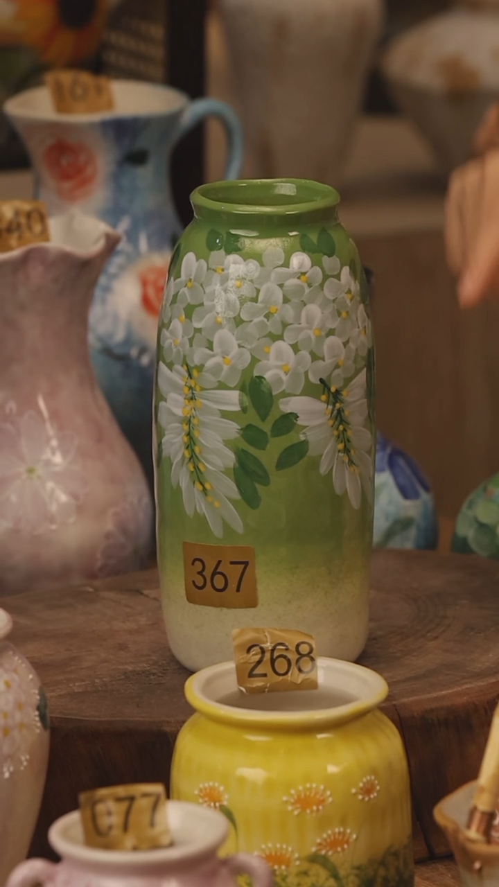 陶瓷景德镇设计师手作花器摆件侘寂风@M367@