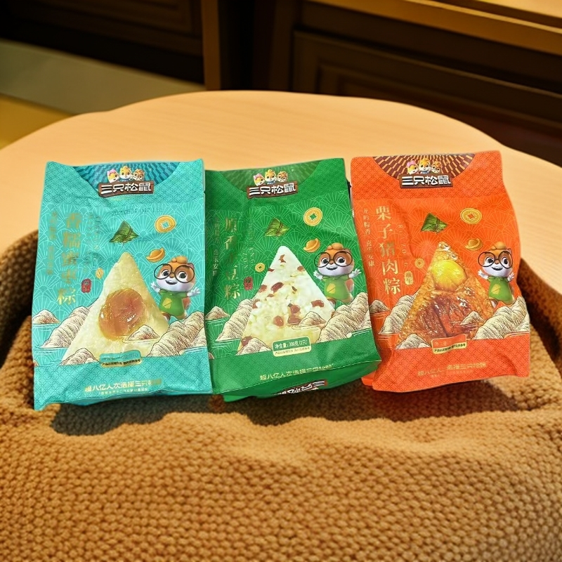 300克*3袋-三只松鼠赤豆/蜜枣/板栗猪肉粽子【保质期到26/1/16】