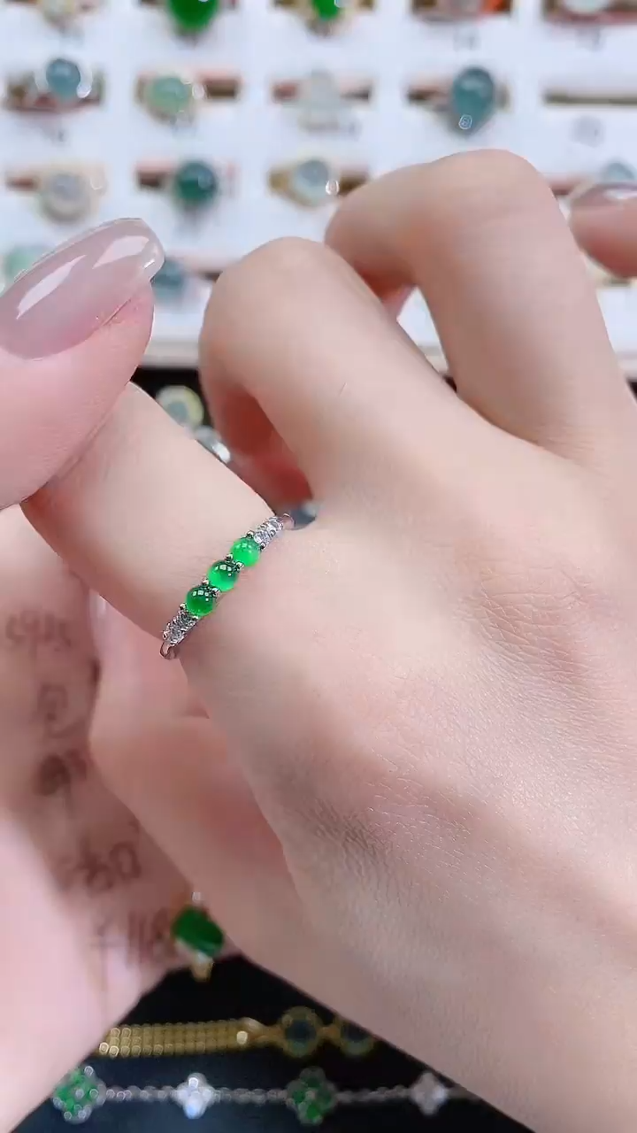 银S925镶嵌戒指翡翠天然翡翠