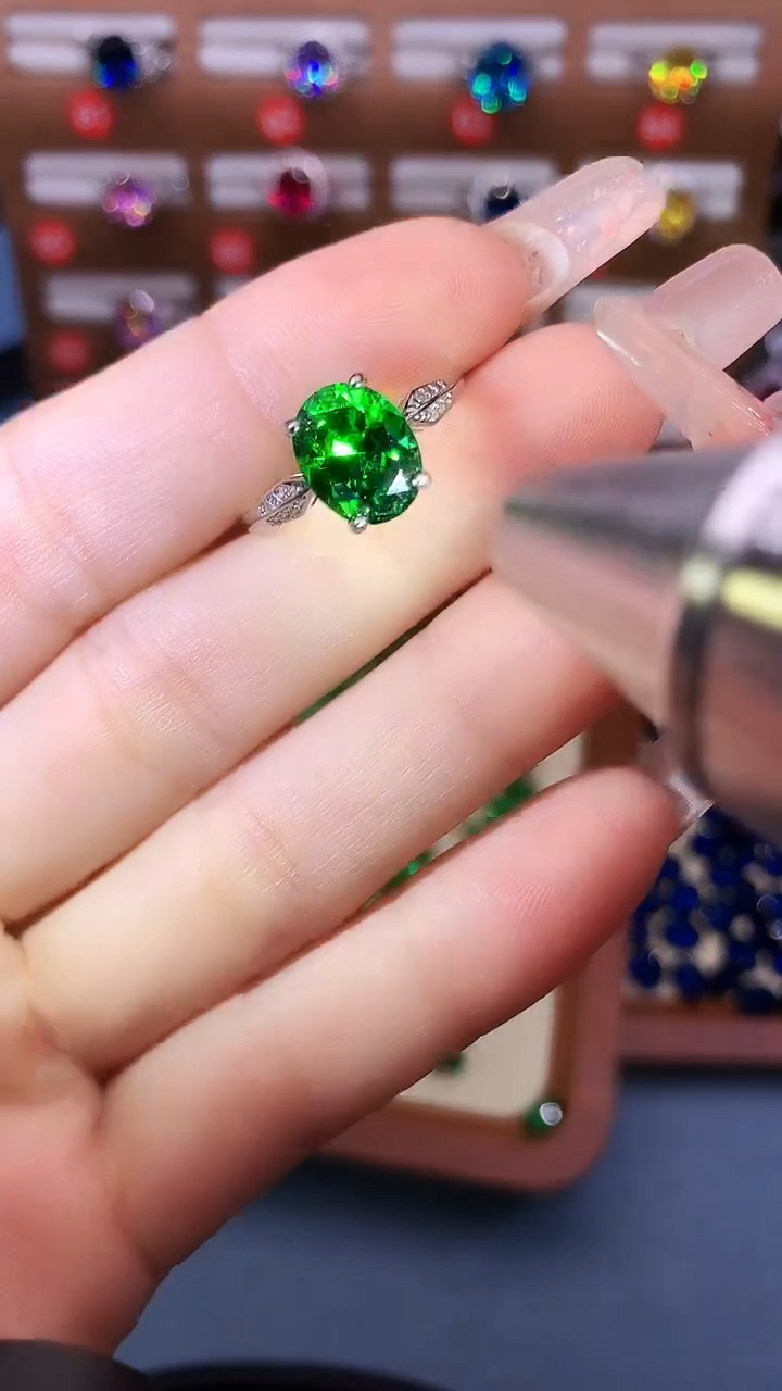 银S925镶嵌戒指碧玺........