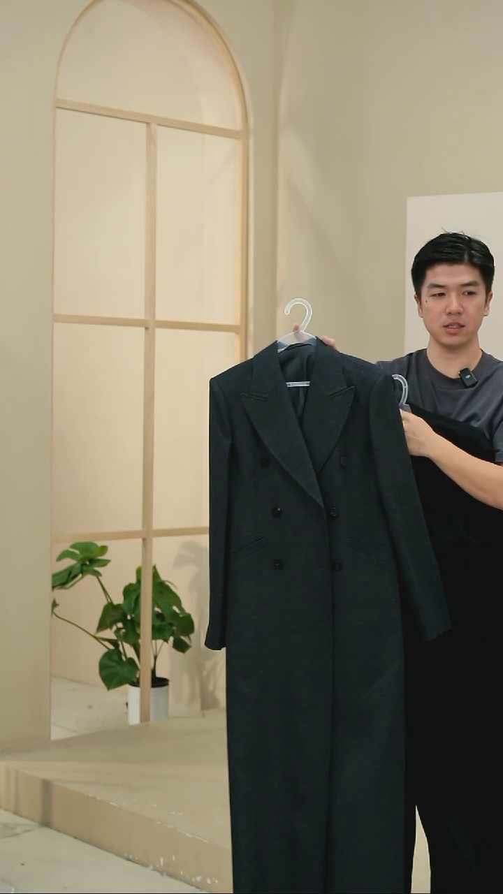 羊毛大衣外套 黑色L
