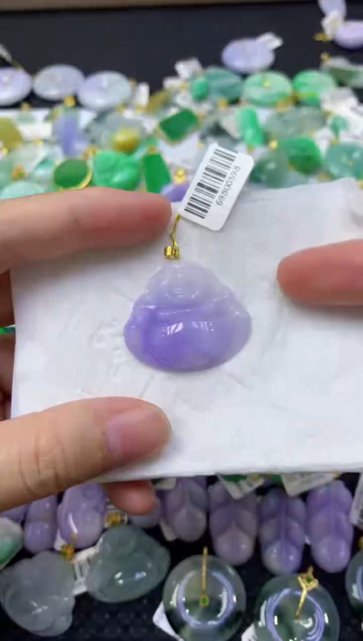 颈饰18K金镶嵌翡翠天然缅甸翡翠A货