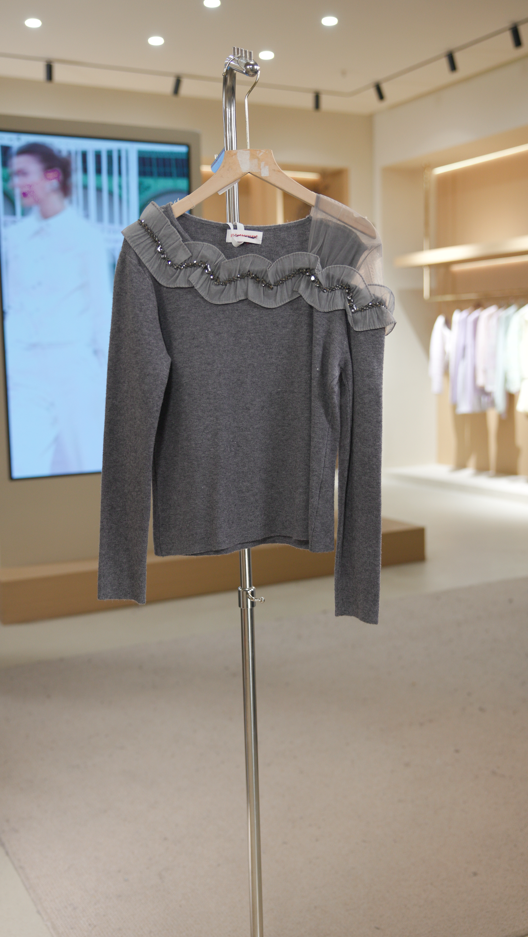 801-25935灰 气质长袖针织衫时尚套头休闲百搭