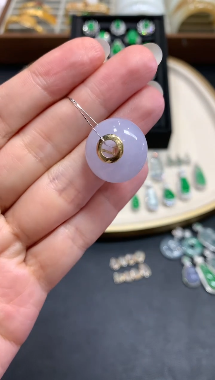 【闪购商品】翡翠吊坠(不含链)18K金镶嵌A38|980