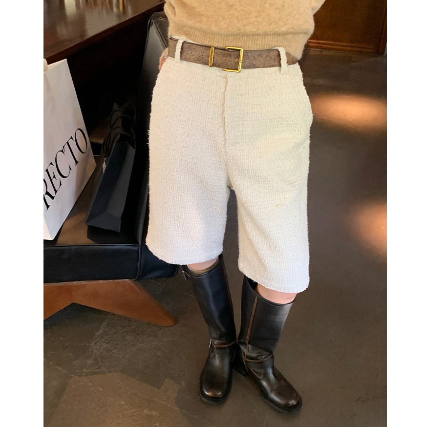 秋冬小香风直筒休闲裤阔腿高腰五分裤女83893