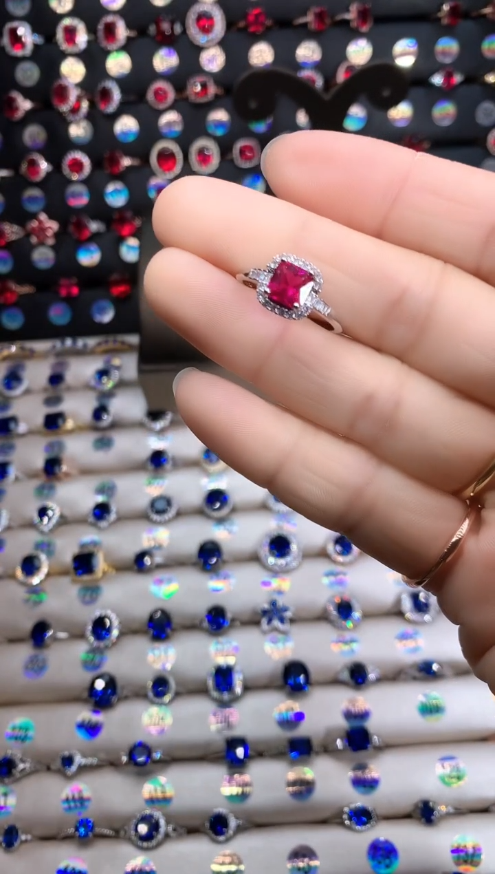 【闪购商品】红宝石戒指银S925镶嵌银色6