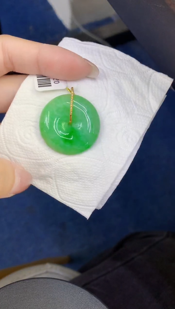 颈饰18K金镶嵌翡翠缅甸天然翡翠a货