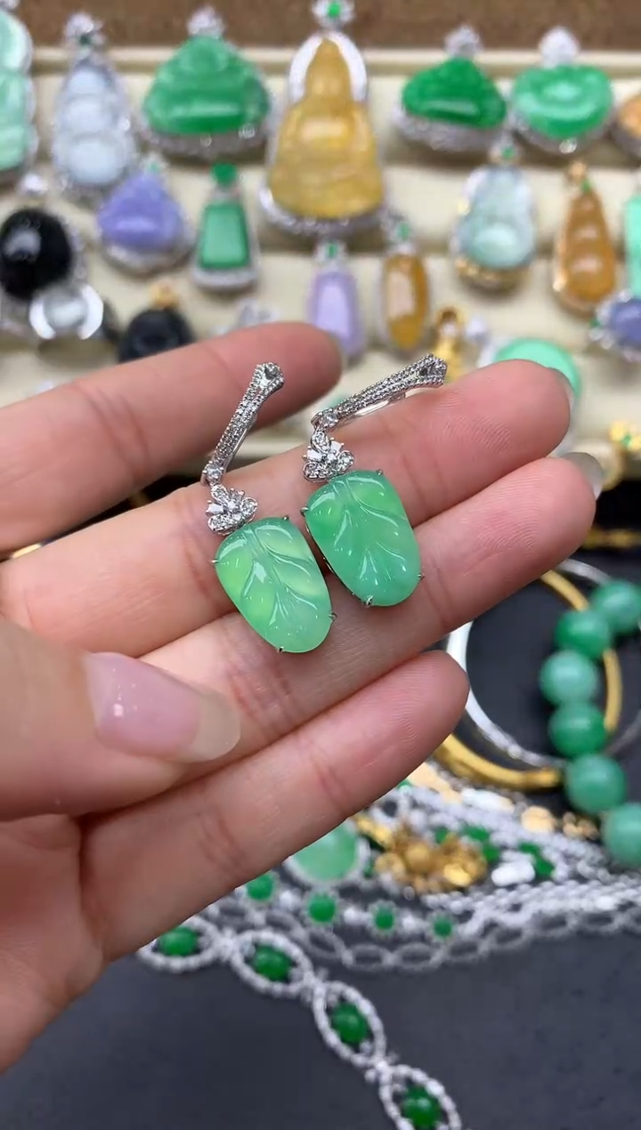 【闪购商品】翡翠耳饰18K金镶嵌497-中国好珍宝