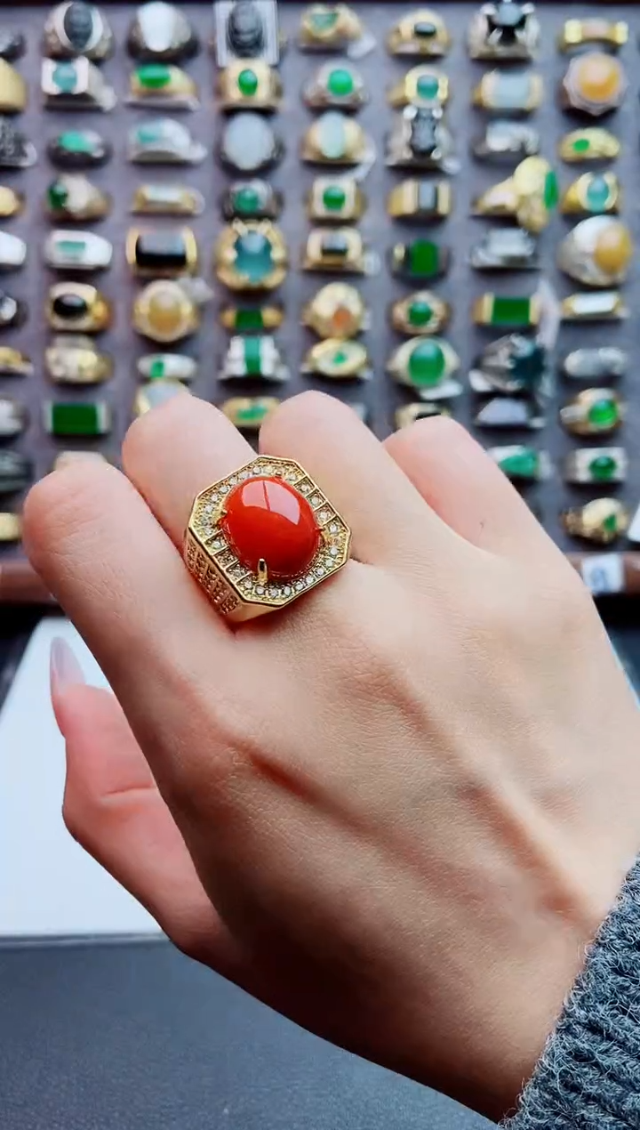 未镶嵌戒指翡翠天然翡翠男戒 