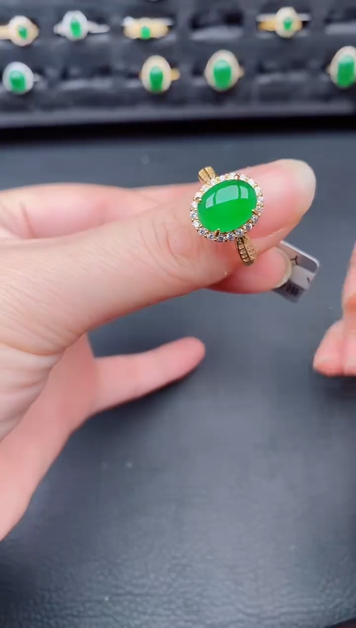 银S925镶嵌戒指翡翠天然a货翡翠193