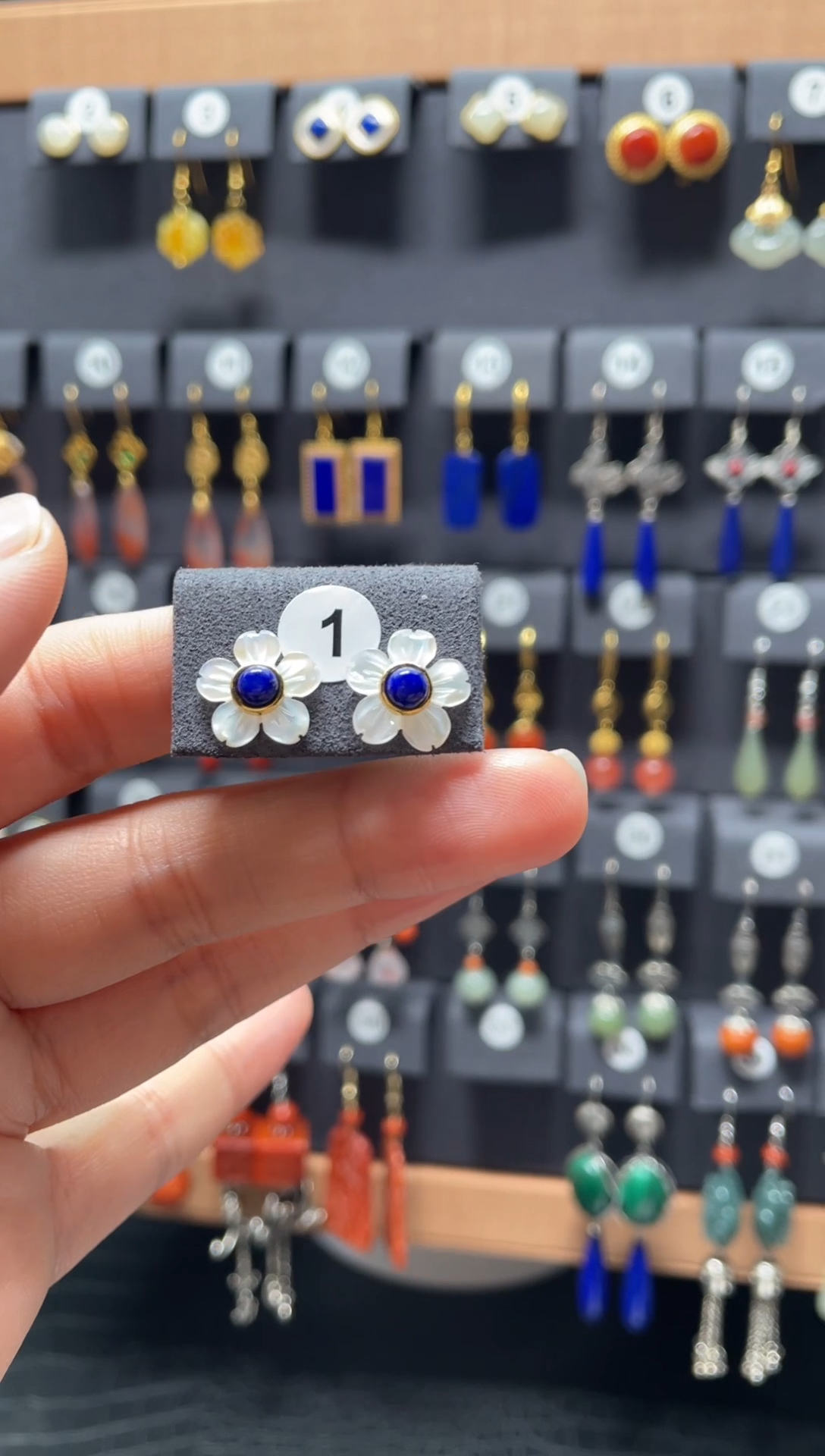 【闪购商品】青金石耳饰银S925镶嵌001