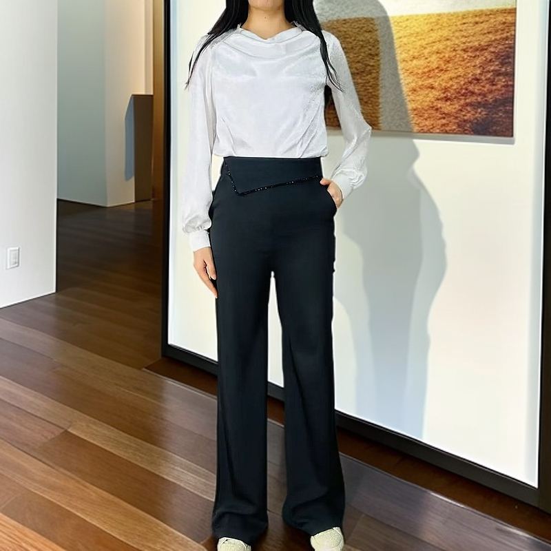 2025年春秋夏最新款高腰直筒裤 加黑钻石