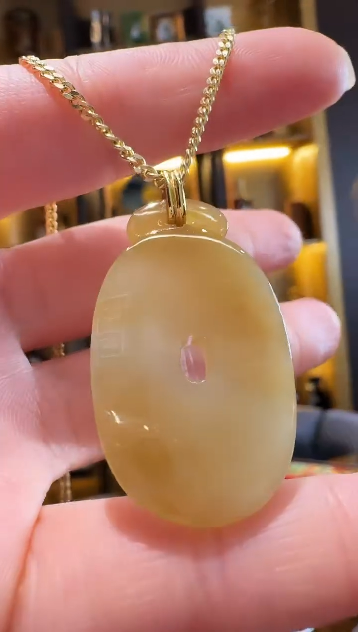 吊坠(不含链)18K金镶嵌翡翠吊坠