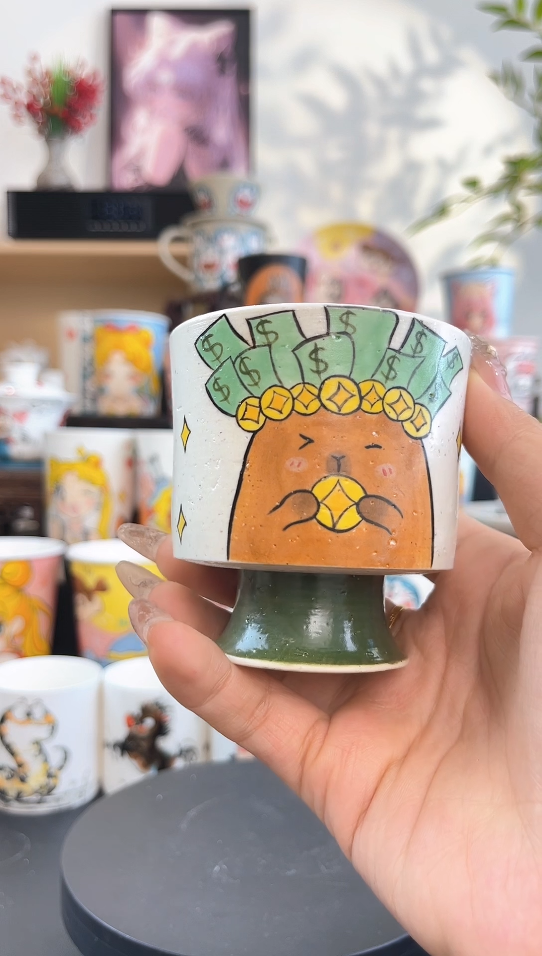 【闪购商品】摆件手工手绘陶瓷小杯杯