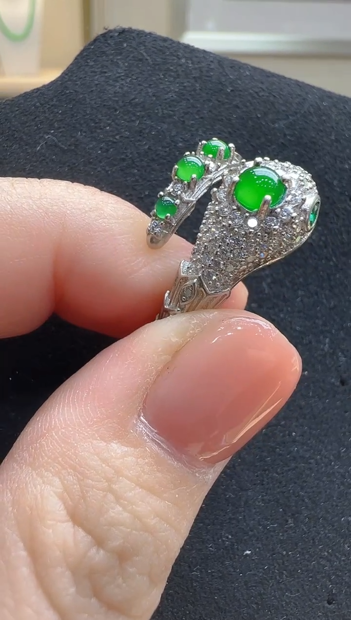 【闪购商品】翡翠戒指银S925镶嵌多样性发货拍一发一