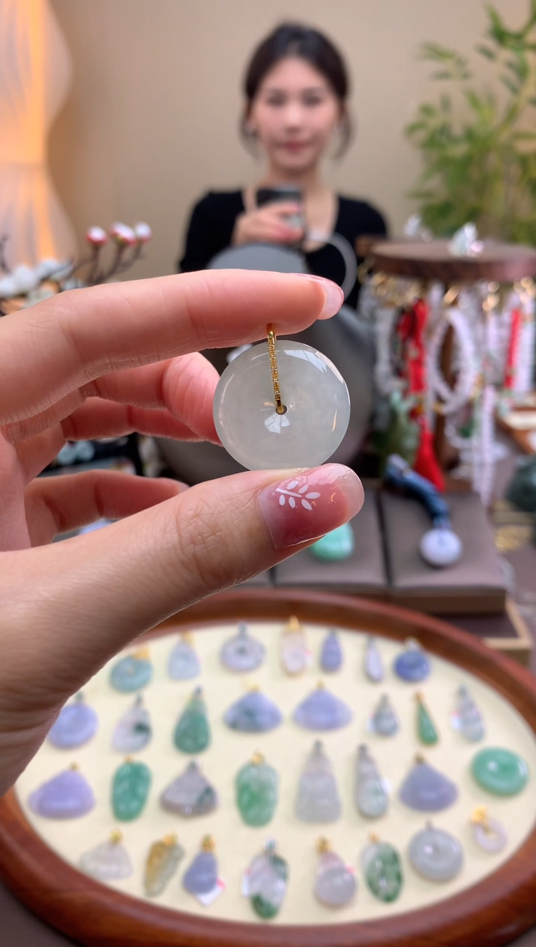 【闪购商品】翡翠颈饰18K金镶嵌平安扣