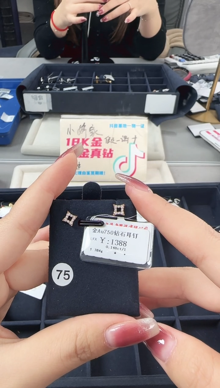 【闪购商品】钻石耳饰18K金镶嵌B2599908900085