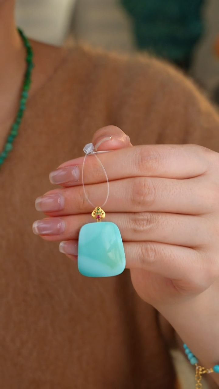 【闪购商品】绿松石吊坠(不含链)18K金镶嵌1