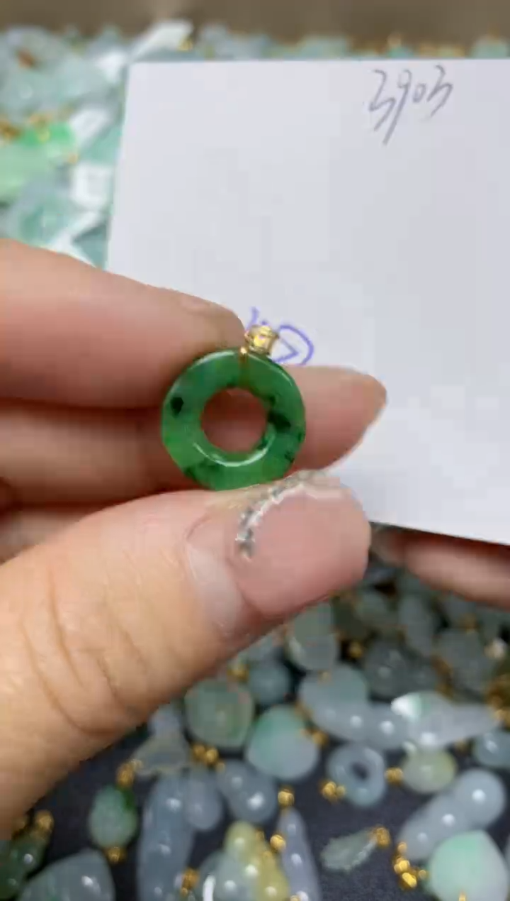 【闪购商品】翡翠挂件18K金镶嵌 天然翡翠A货