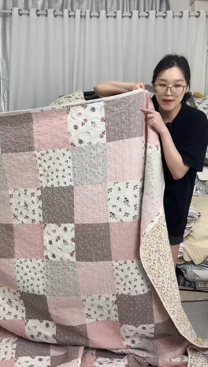 棉200*230粉灰格子