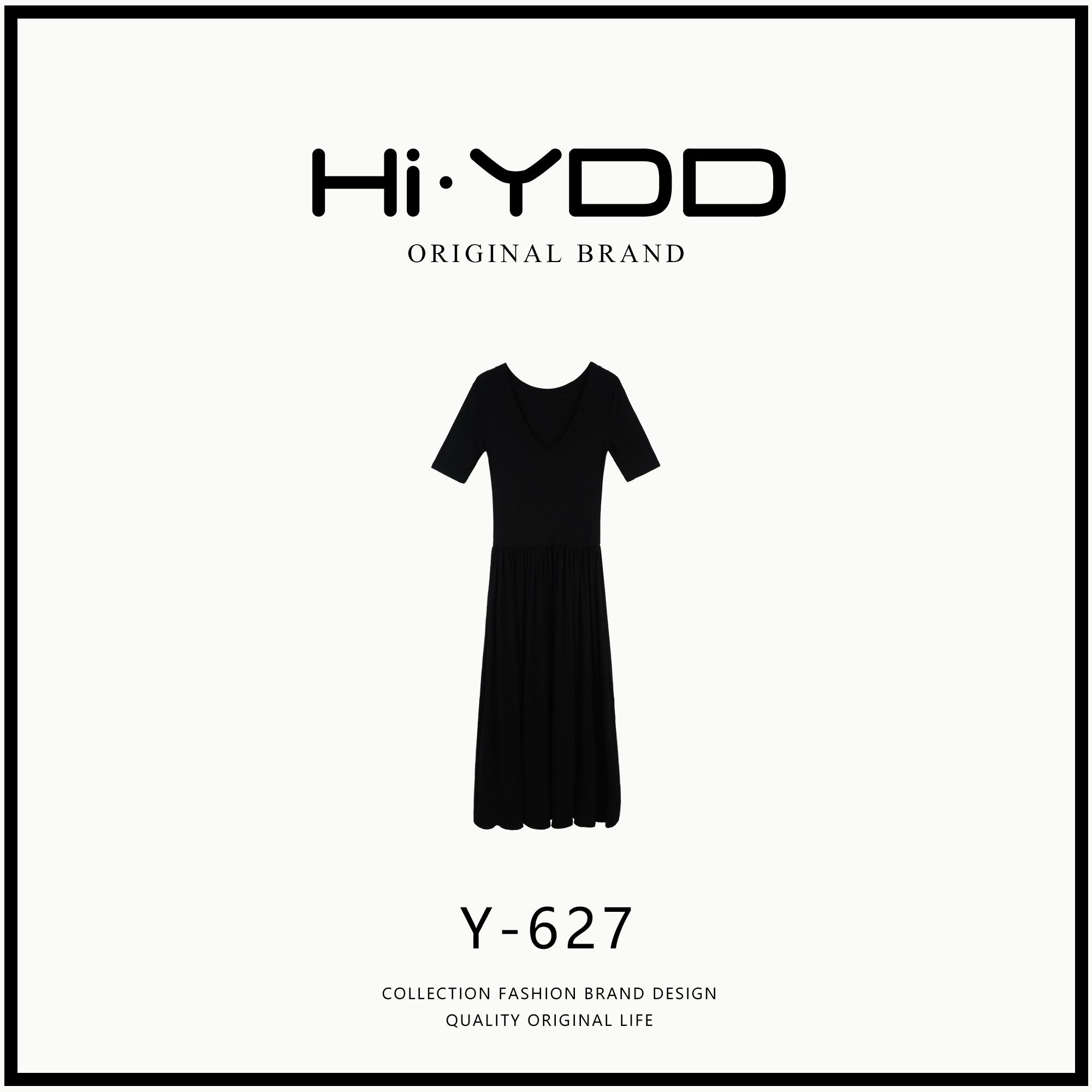 YDD•「Y-627」早春新款简约修身潮流休闲设计师百搭连衣裙SS-1730