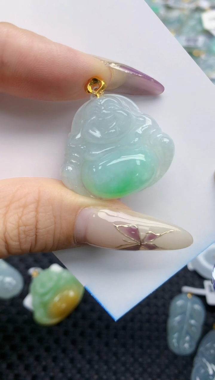 翡翠挂件18K金镶嵌266   天然翡翠A货