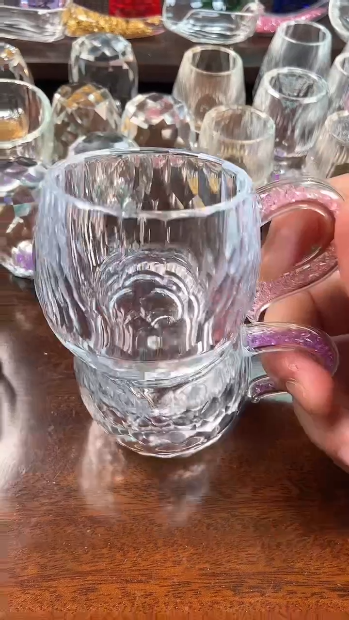 【闪购商品】玺宴新款水晶弯把小茶碗紫罗兰+粉钻