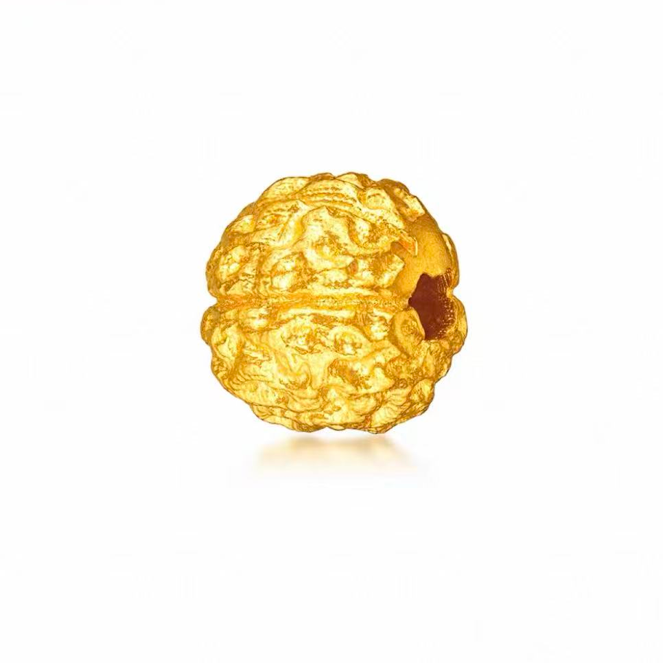 足金999 素金5D 硬金 6MM核桃珠 （此订单发1颗）