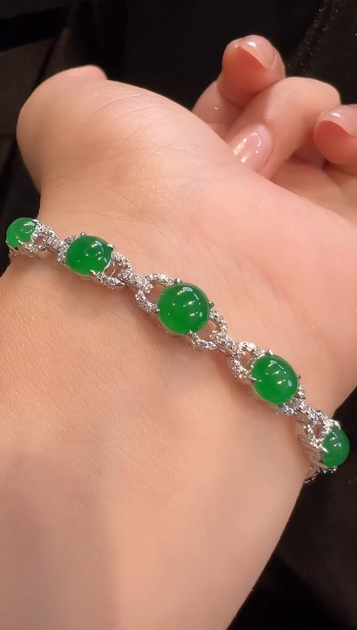 18K金镶嵌手链翡翠AL6