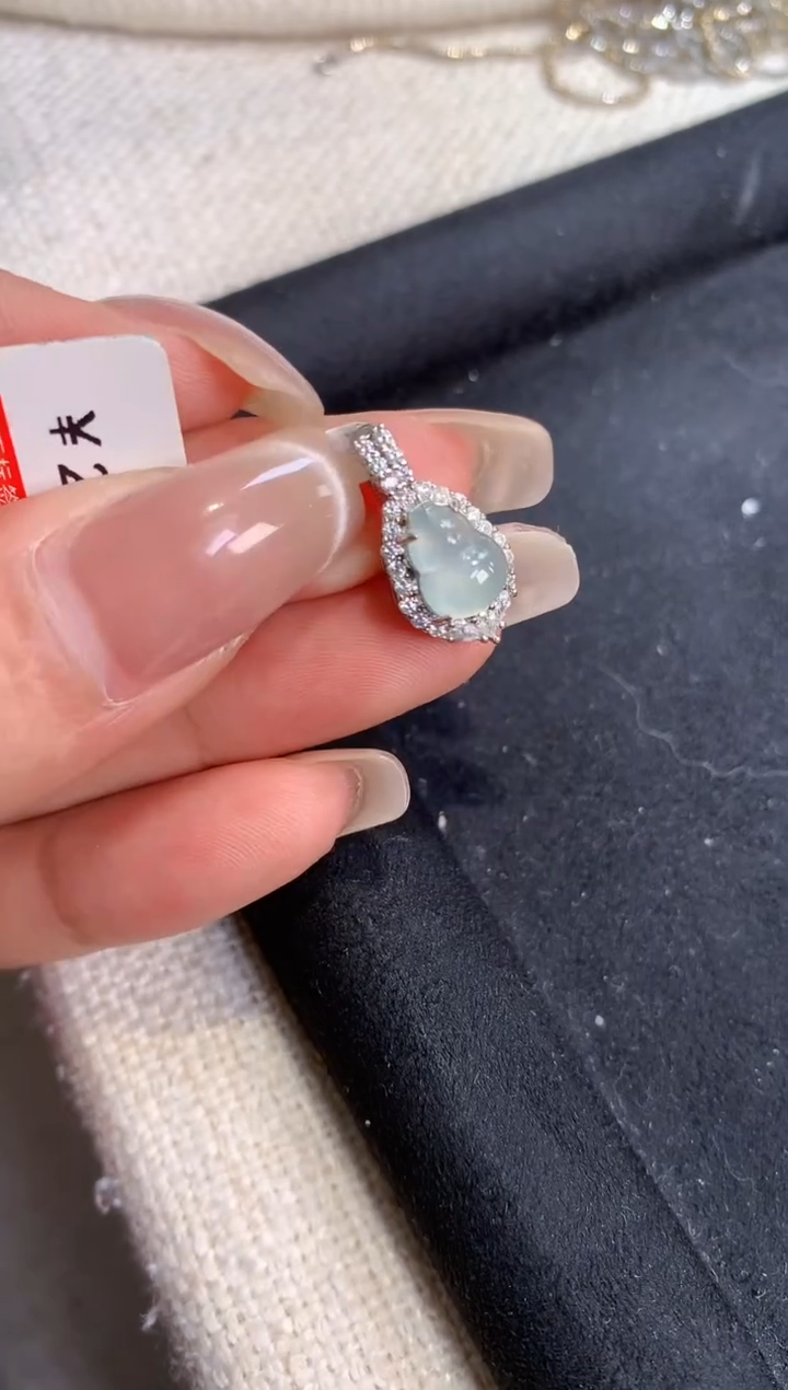 翡翠银S925镶嵌吊坠(不含链)【挽石珠宝】葫芦