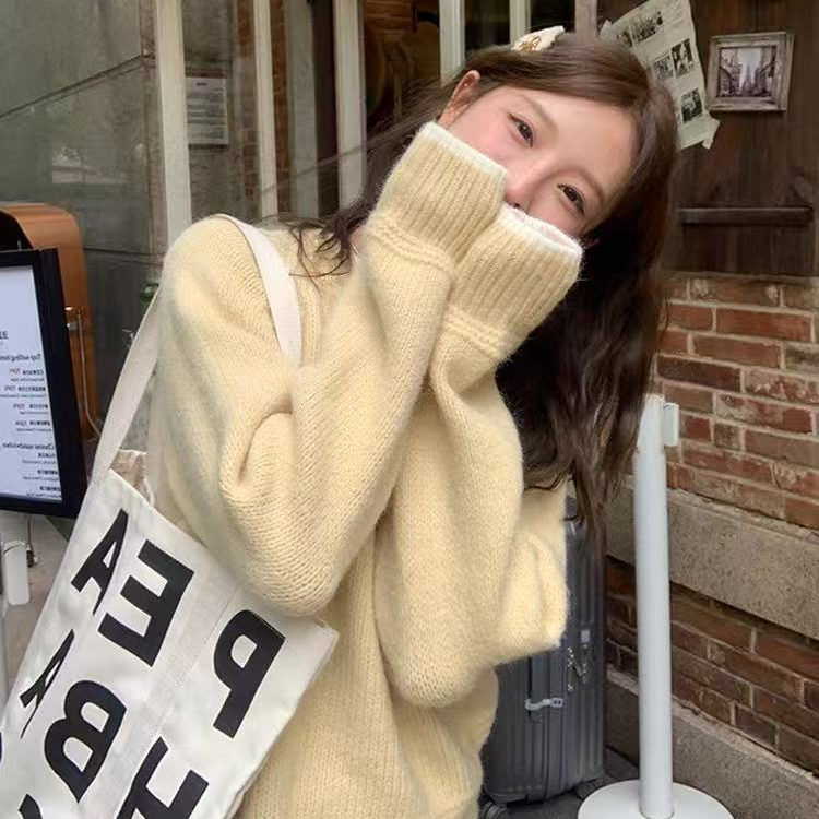 软糯慵懒毛衣2025冬季新款复古韩系宽松百搭减龄保暖针织上衣