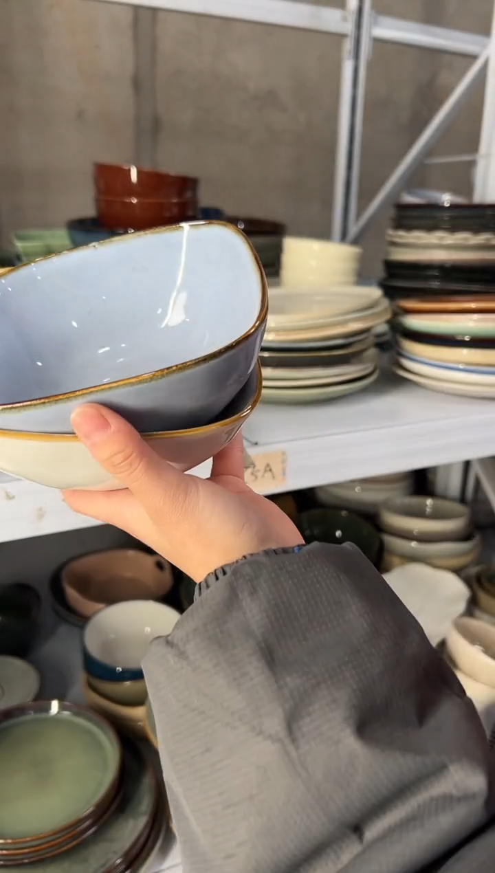 陶瓷外贸尾货瑕疵满20包邮X2 方碗