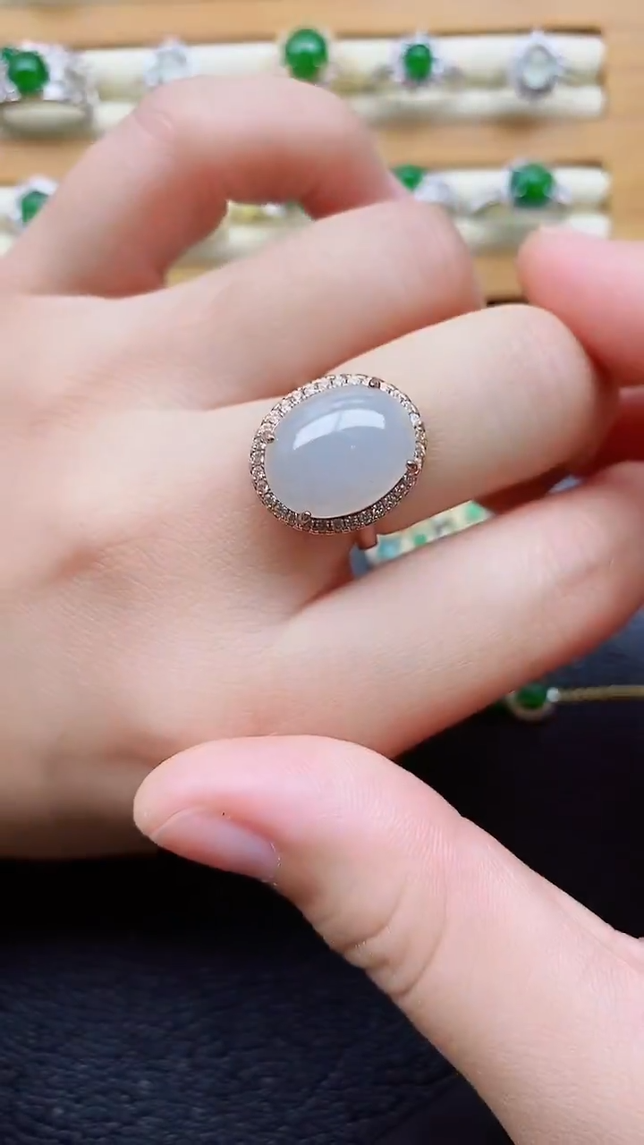 银S925镶嵌戒指翡翠1