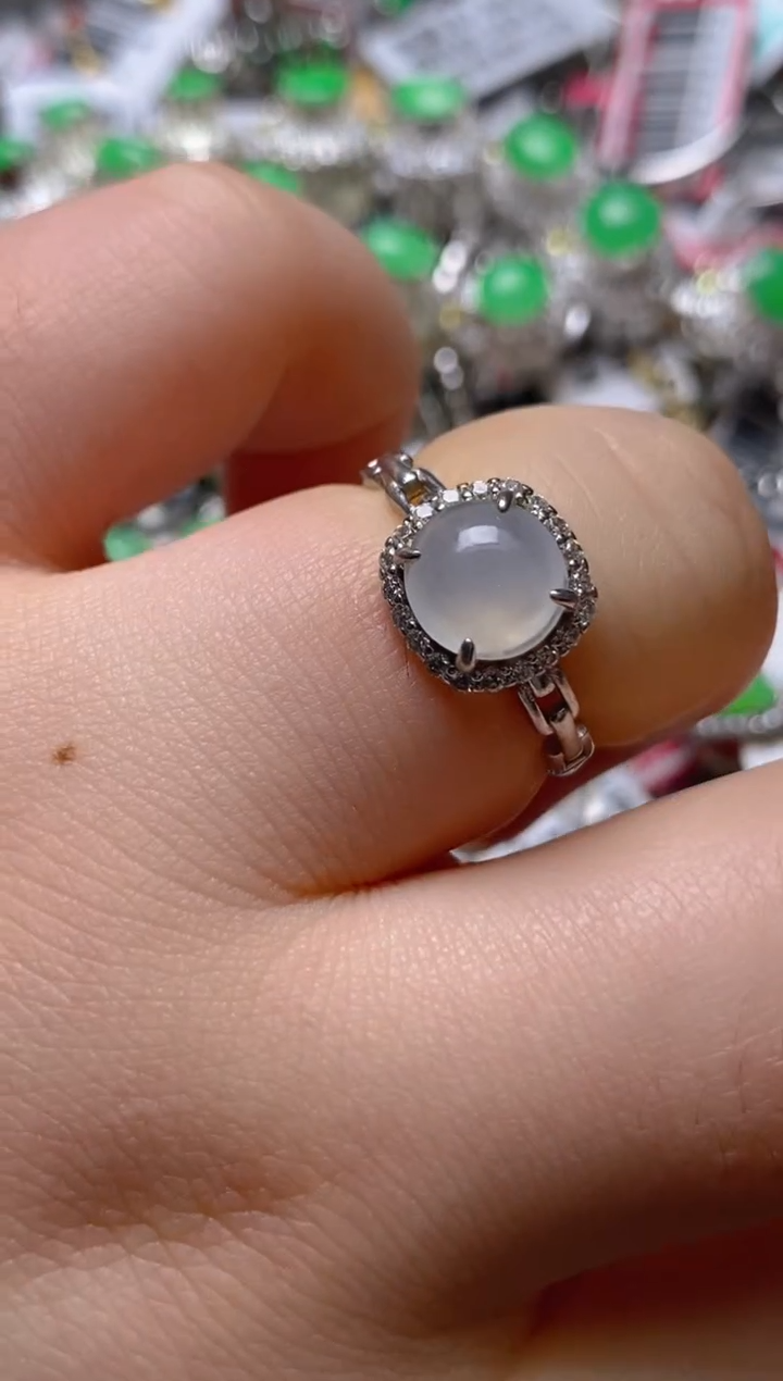 银S925镶嵌戒指翡翠百内无证书