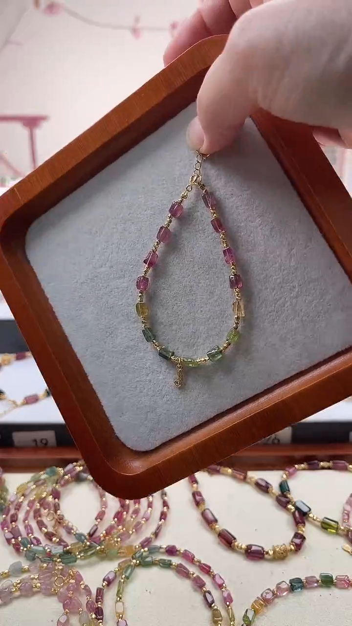 银S925镶嵌手链碧玺6174