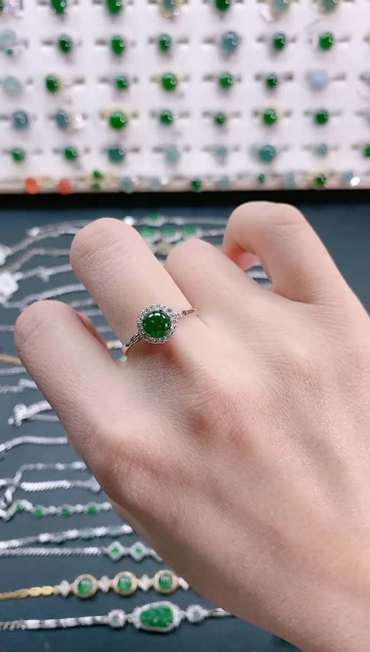 【闪购商品】翡翠戒指银S925镶嵌天然翡翠