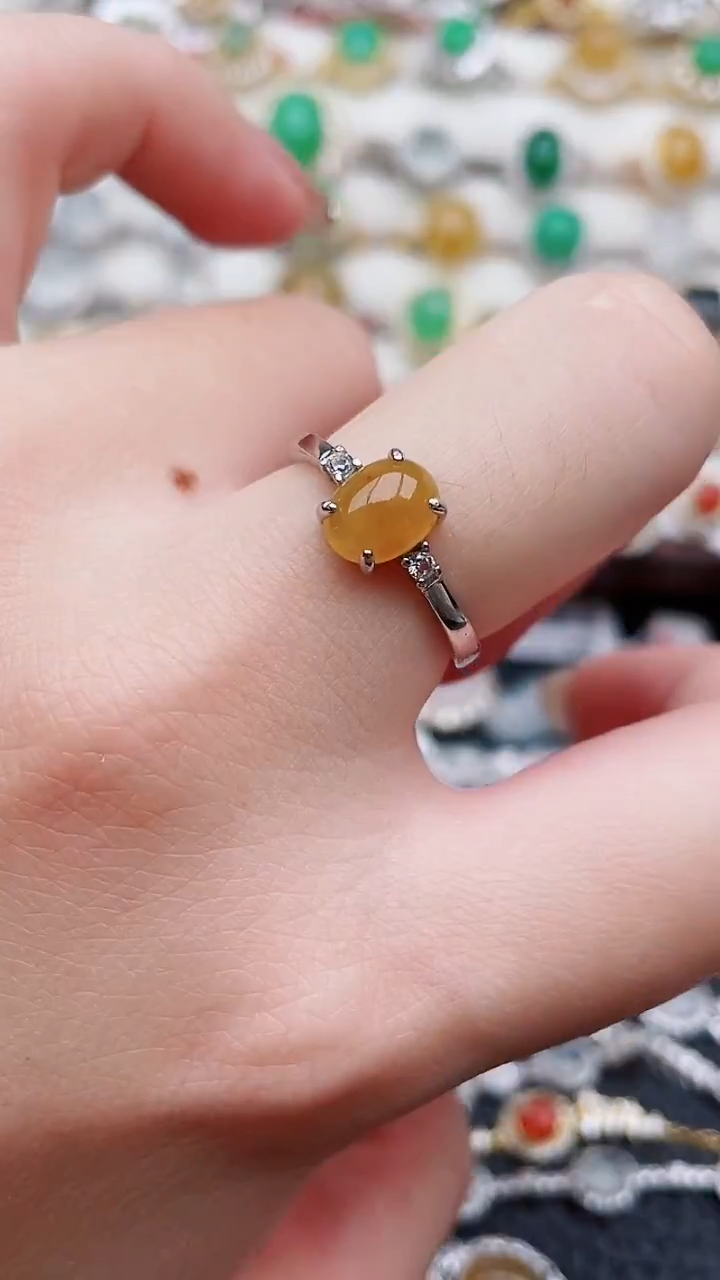 银S925镶嵌戒指翡翠1