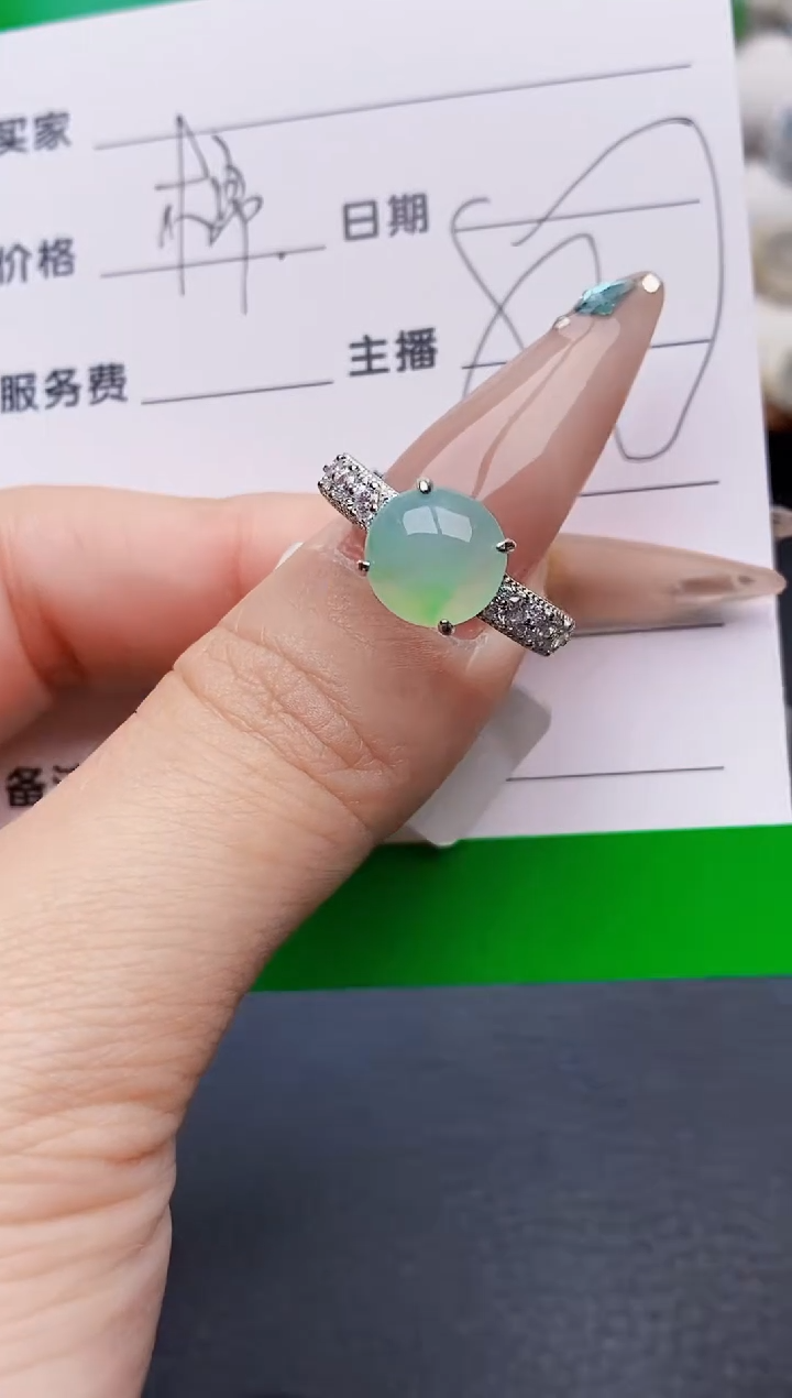 银S925镶嵌戒指翡翠1304