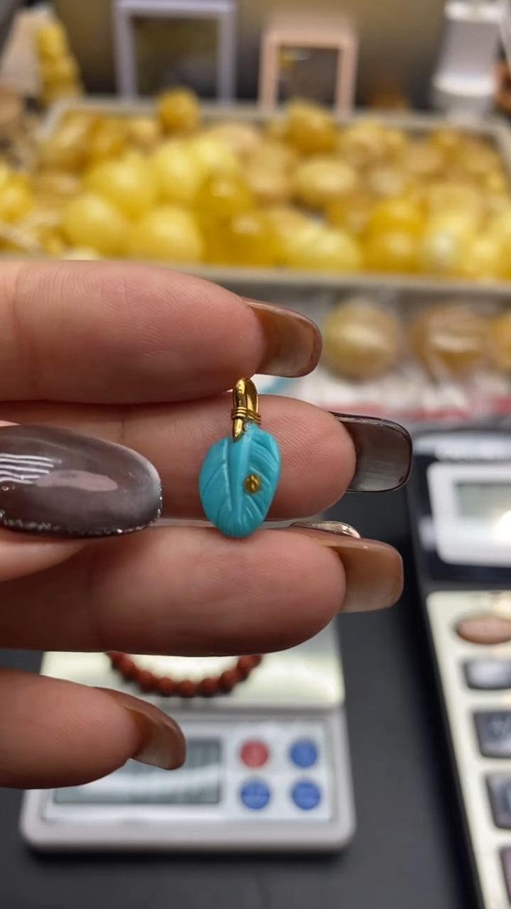 18K金镶嵌绿松石珠宝奇石2785