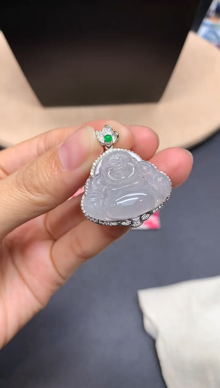 【闪购商品】翡翠吊坠(不含链)银S925镶嵌佛公【多样性发其一】