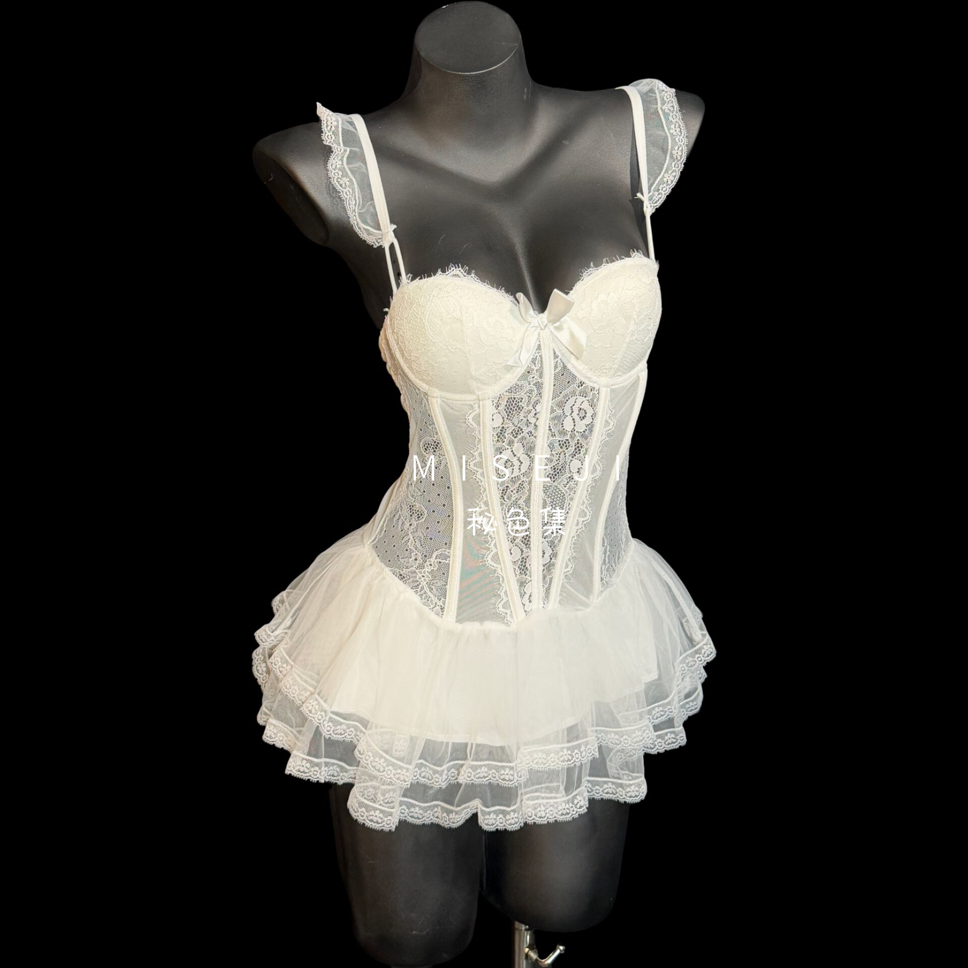 纯色镂空蕾丝超短裙薄款拼接睡裙性感连体夏季连衣裙裙子