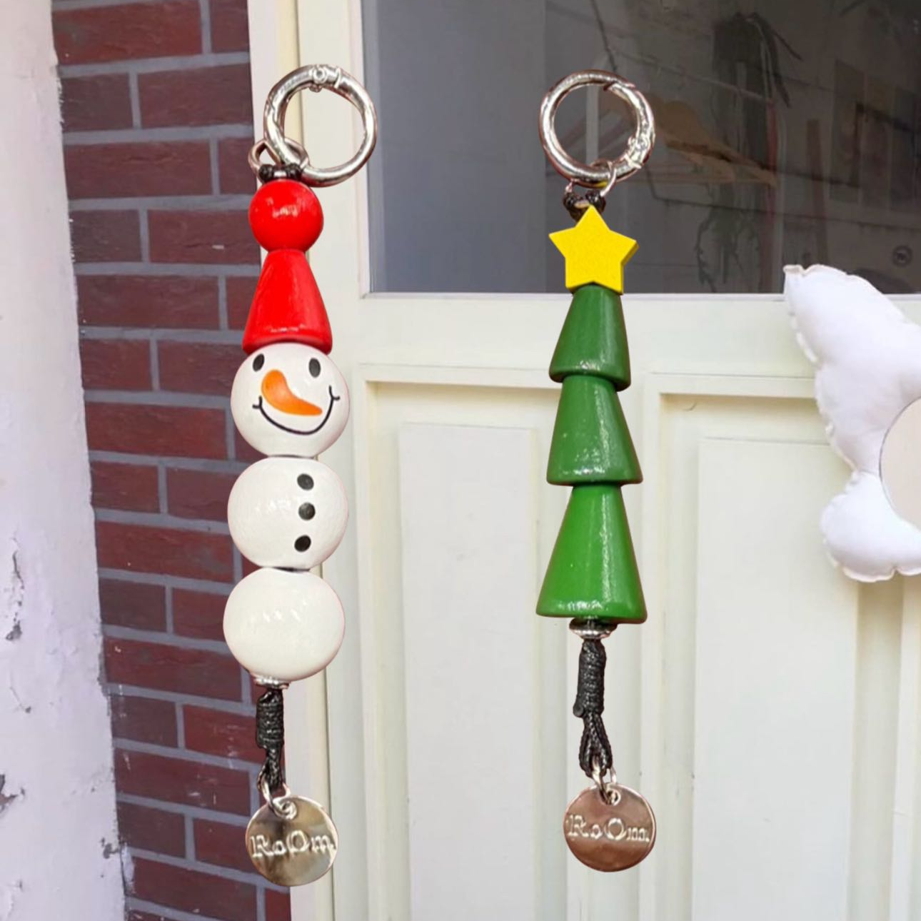 The earth room 圣诞系列串珠手机挂件 包包挂件 圣诞雪人/圣诞树
