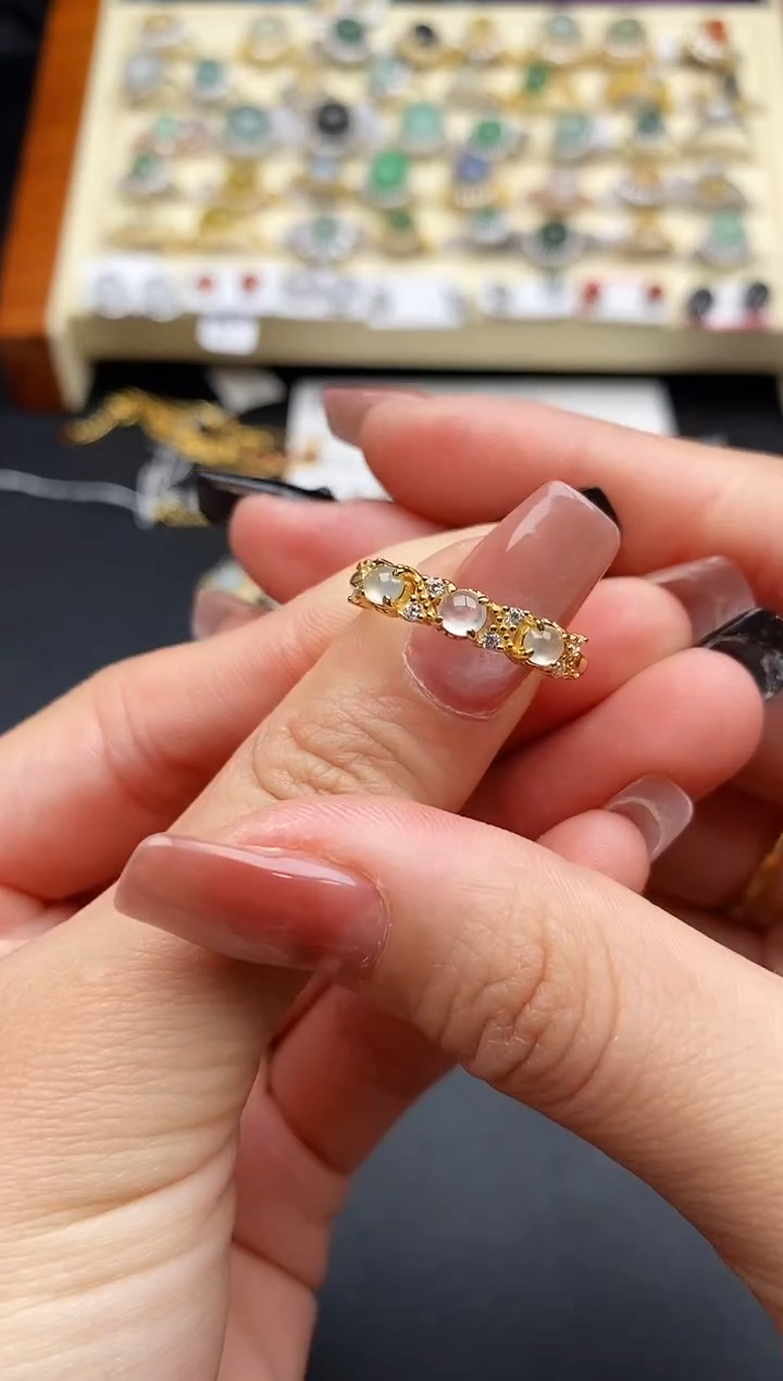 翡翠银S925镶嵌戒指55555555+9