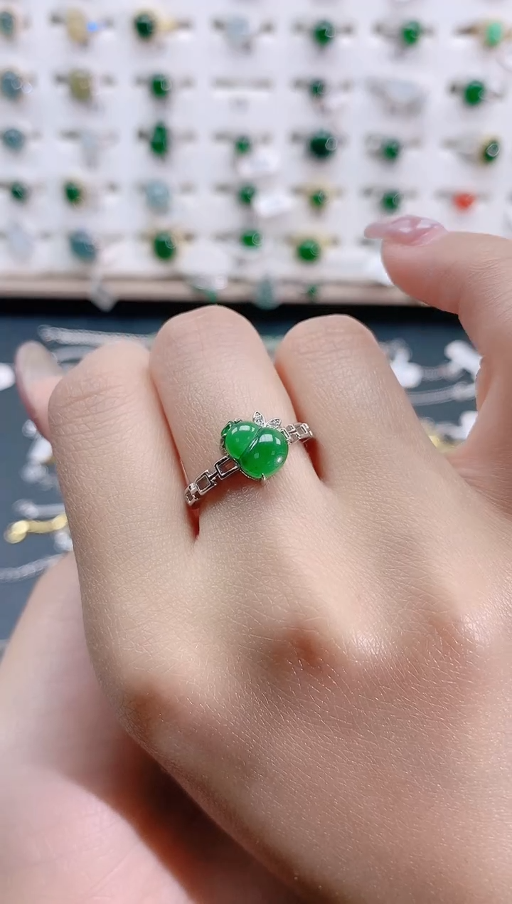 【闪购商品】翡翠银S925镶嵌戒指天然翡翠