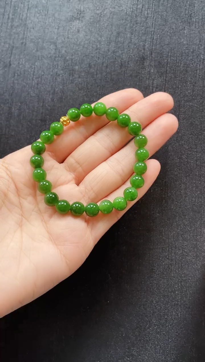 手串18K金镶嵌和田玉多样性发一