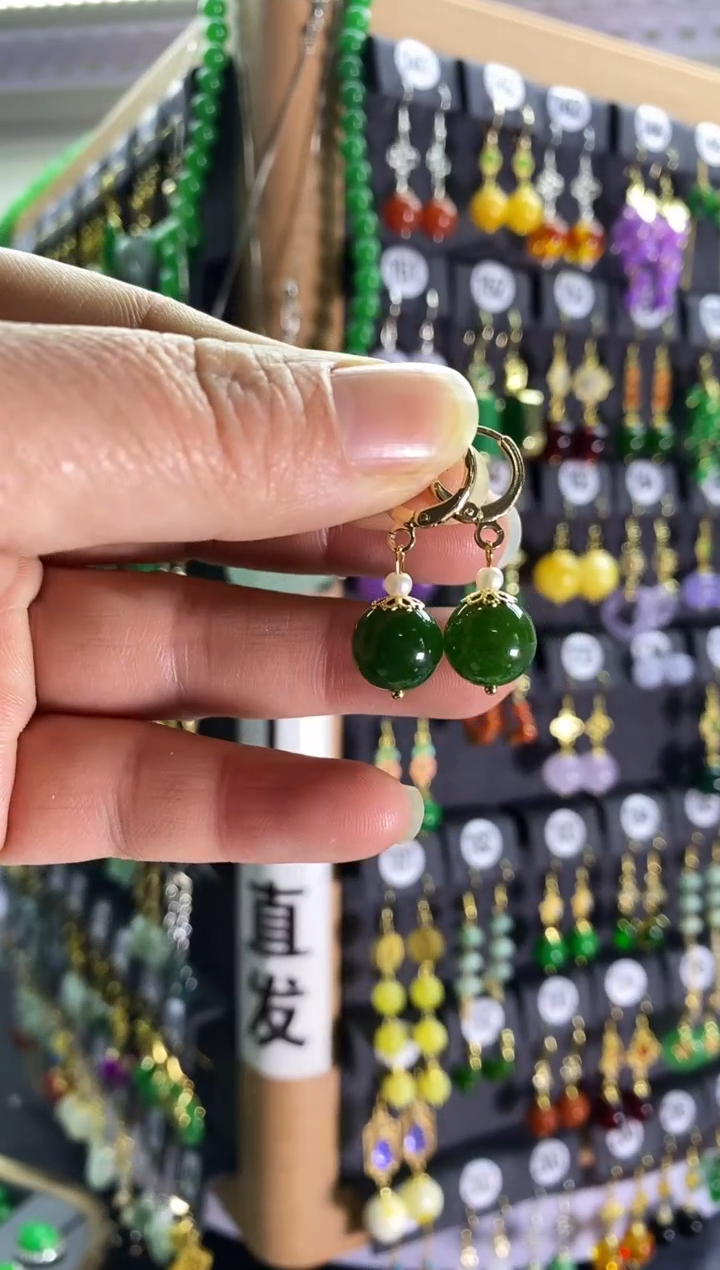 【闪购商品】和田玉耳饰银S925镶嵌992...