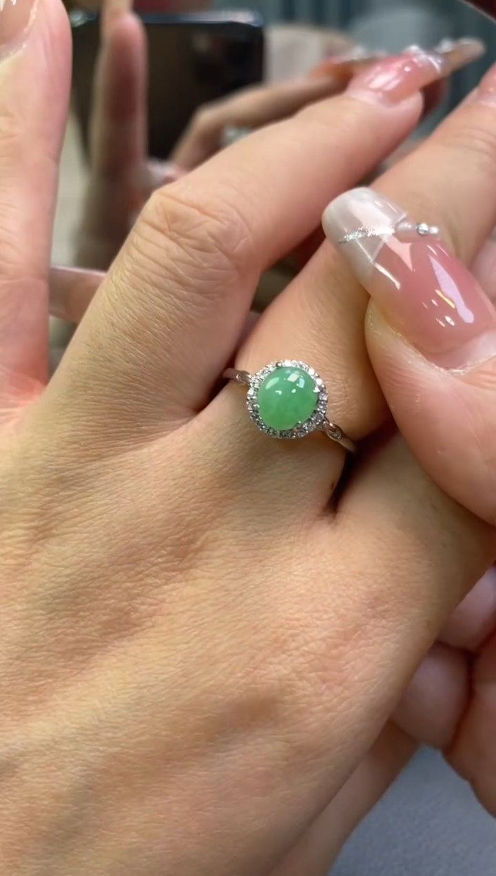 颈饰银S925镶嵌翡翠净货14197