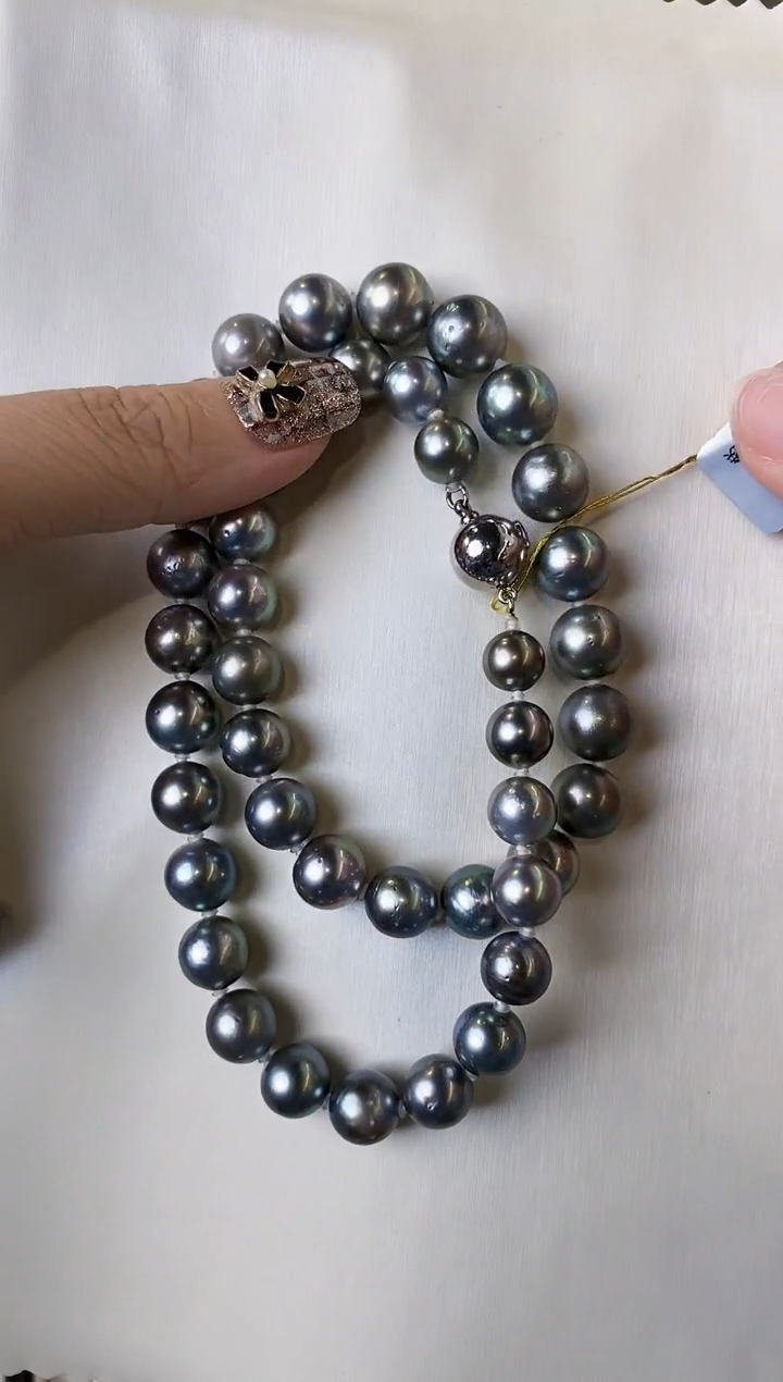 【闪购商品】海水珍珠项链未镶嵌8-11大溪地黑珍珠项链