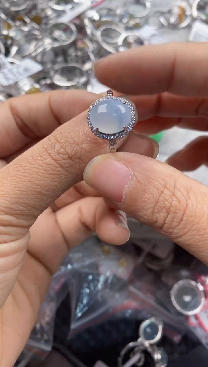 银S925镶嵌戒指翡翠999---2